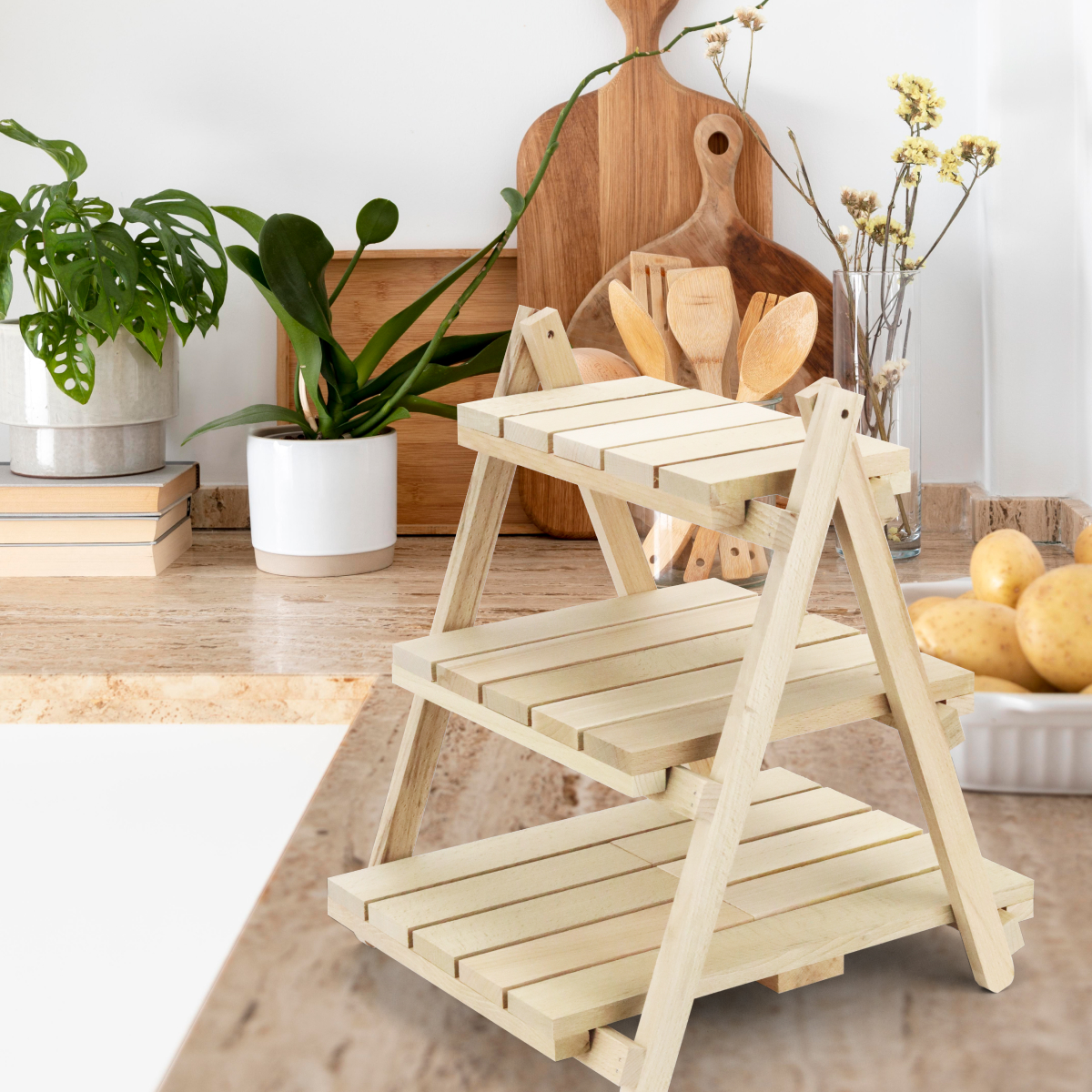 Купить Стеллаж деревянный настольный складной (3 полки) оптом