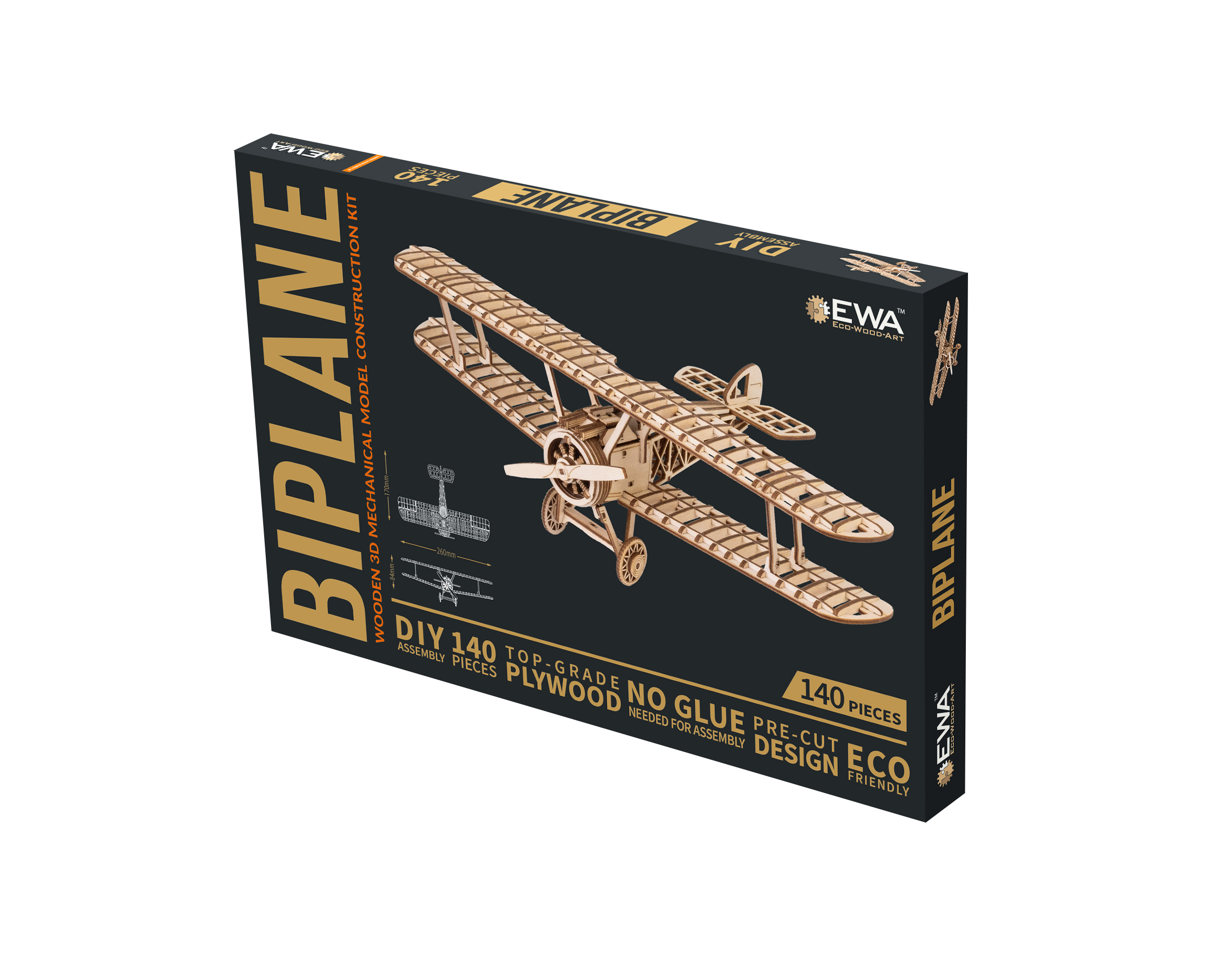 Купить Деревянный конструктор EWA Самолет Биплан оптом