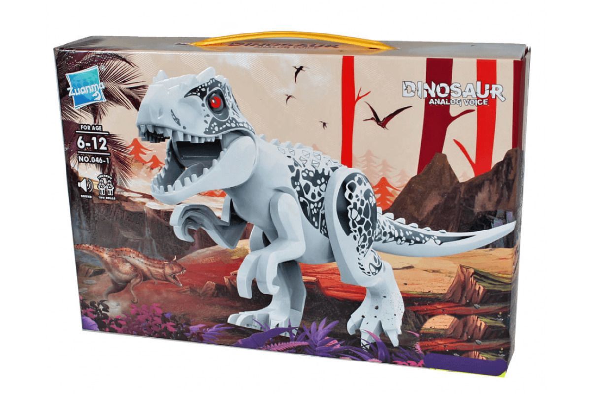 Купить Конструктор Динозавр белый с фигурками и со звуком оптом