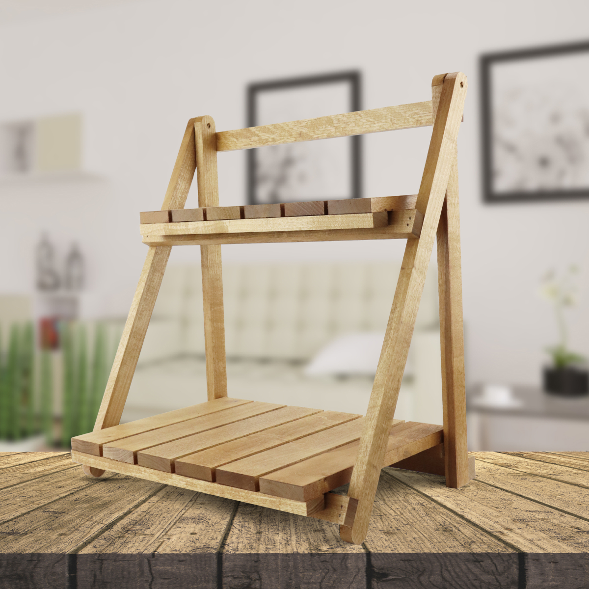 Купить Стеллаж деревянный настольный складной (2 полки) ПАЛИСАНДР оптом