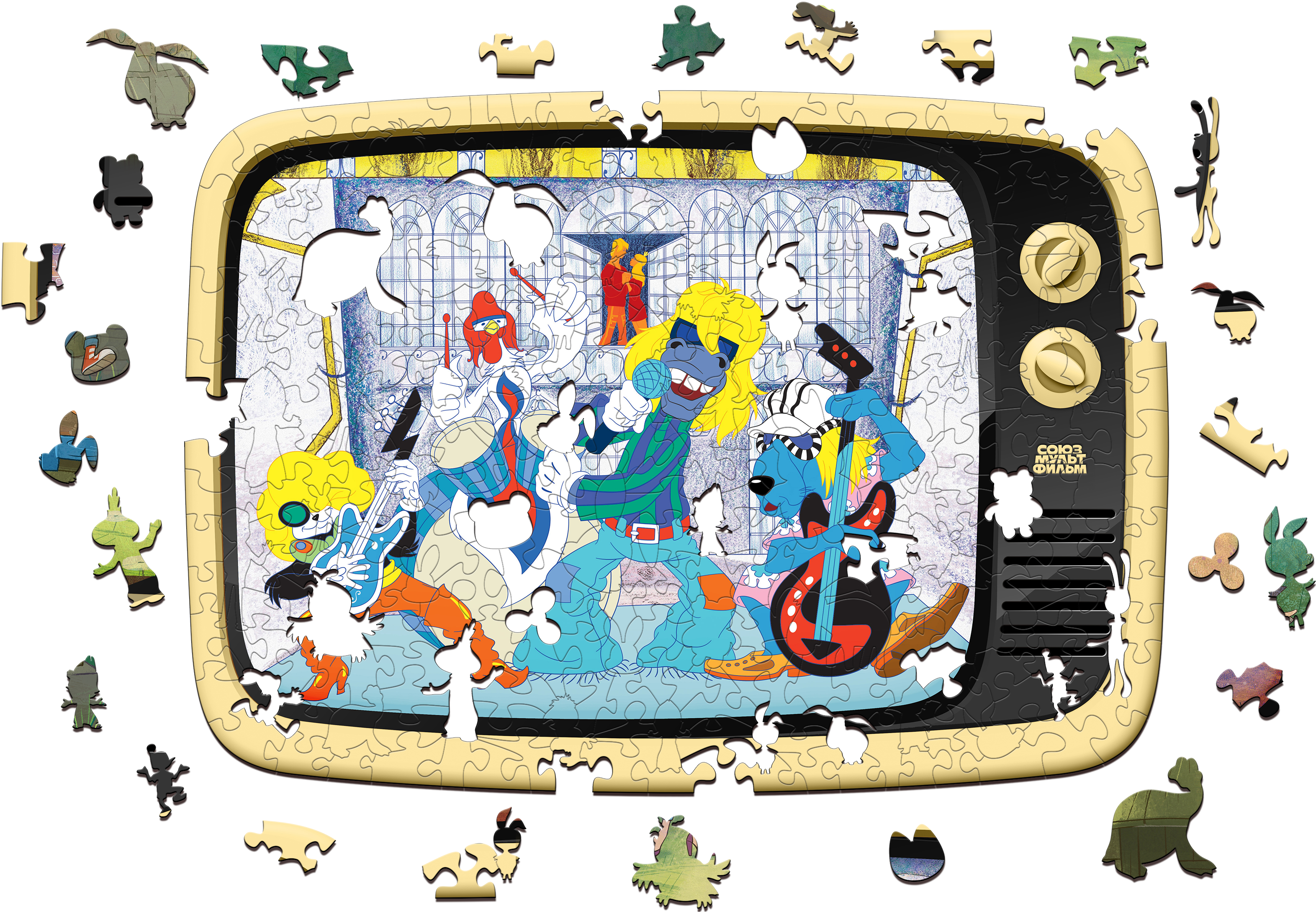 Купить Деревянный 3D пазл EWA Бременские музыканты 40x29 см оптом