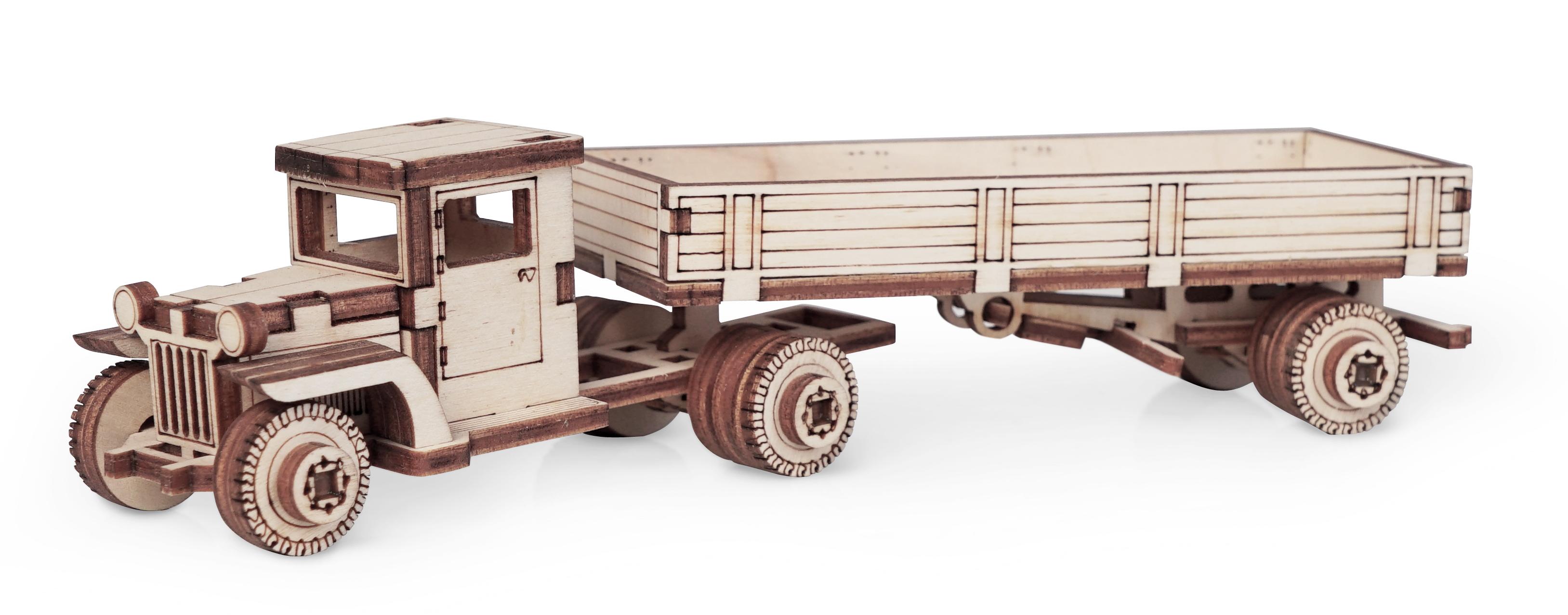 Купить Конструктор 3D деревянный подвижный Lemmo Грузовичок с прицепом оптом