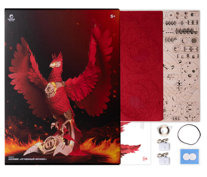 Купить Деревянный конструктор, сборная модель Lemmo Огненный Феникс со светом оптом