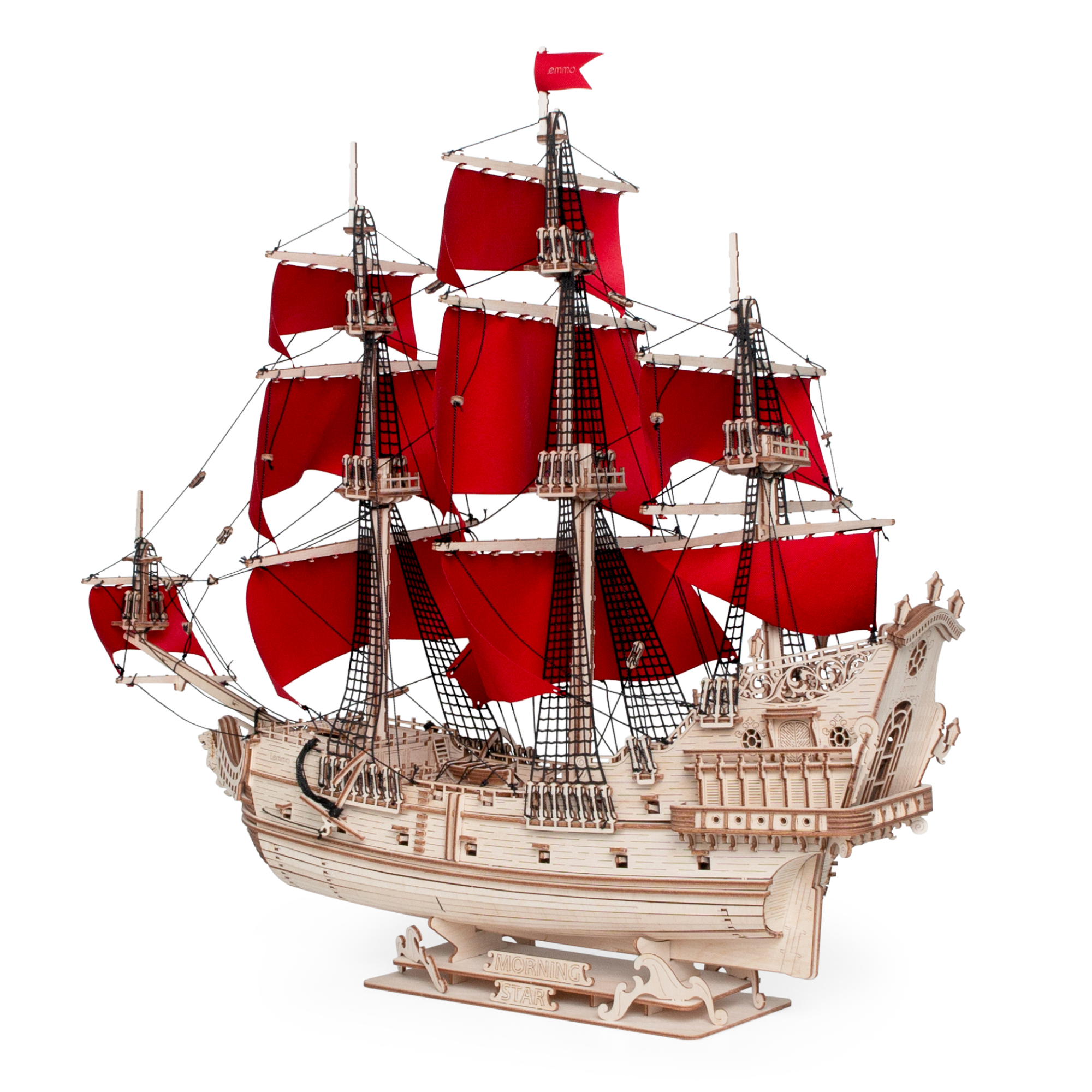 Купить Сборная модель из дерева Lemmo Корабль Утренняя Звезда (красные паруса) оптом