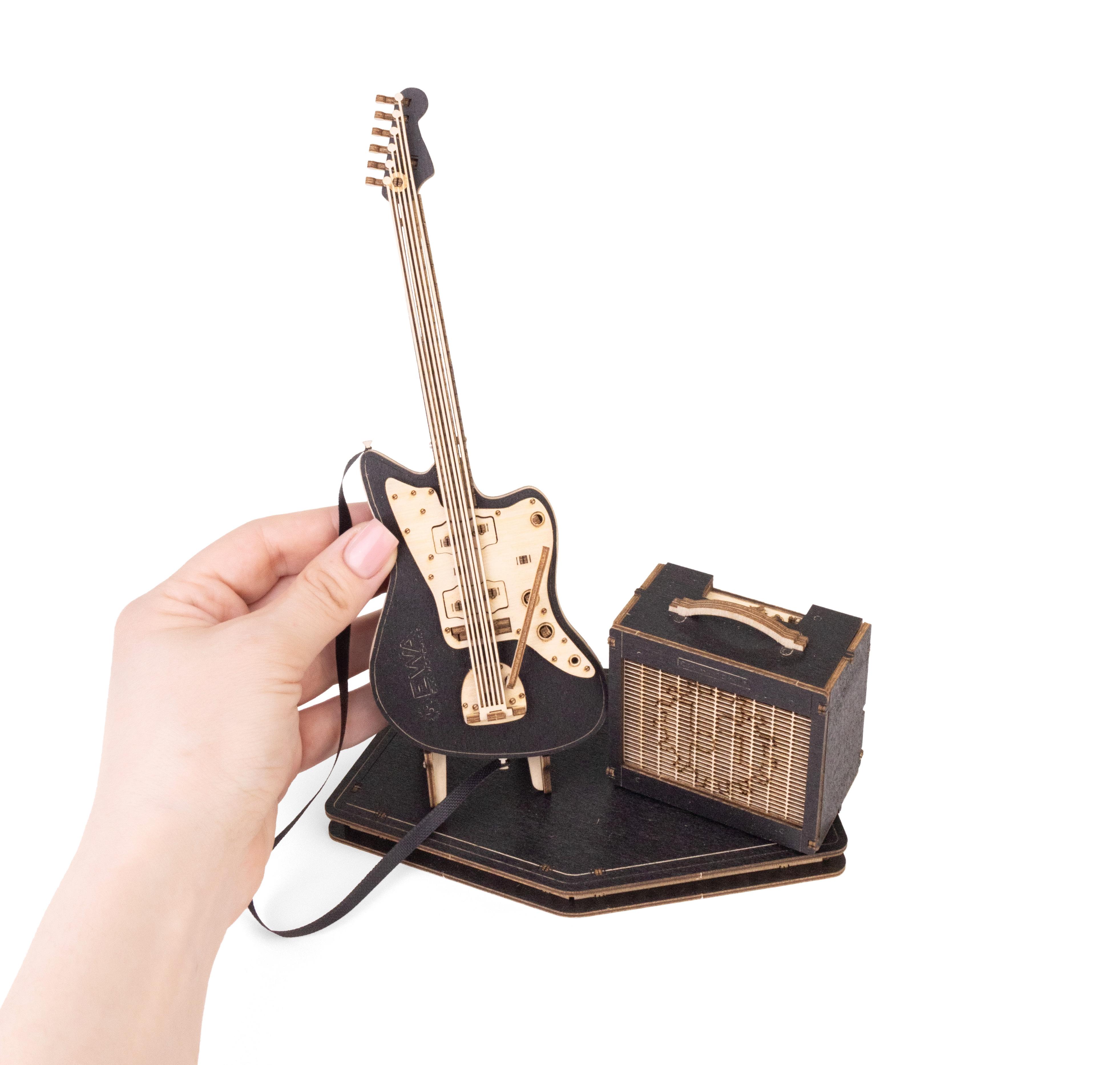 Купить Деревянный конструктор EWA Гитара электро (черная) оптом