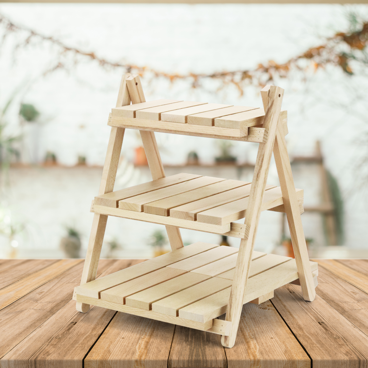 Купить Стеллаж деревянный настольный складной (3 полки) оптом