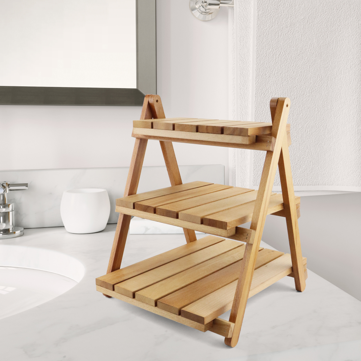 Купить Стеллаж деревянный настольный складной (3 полки) ПАЛИСАНДР оптом