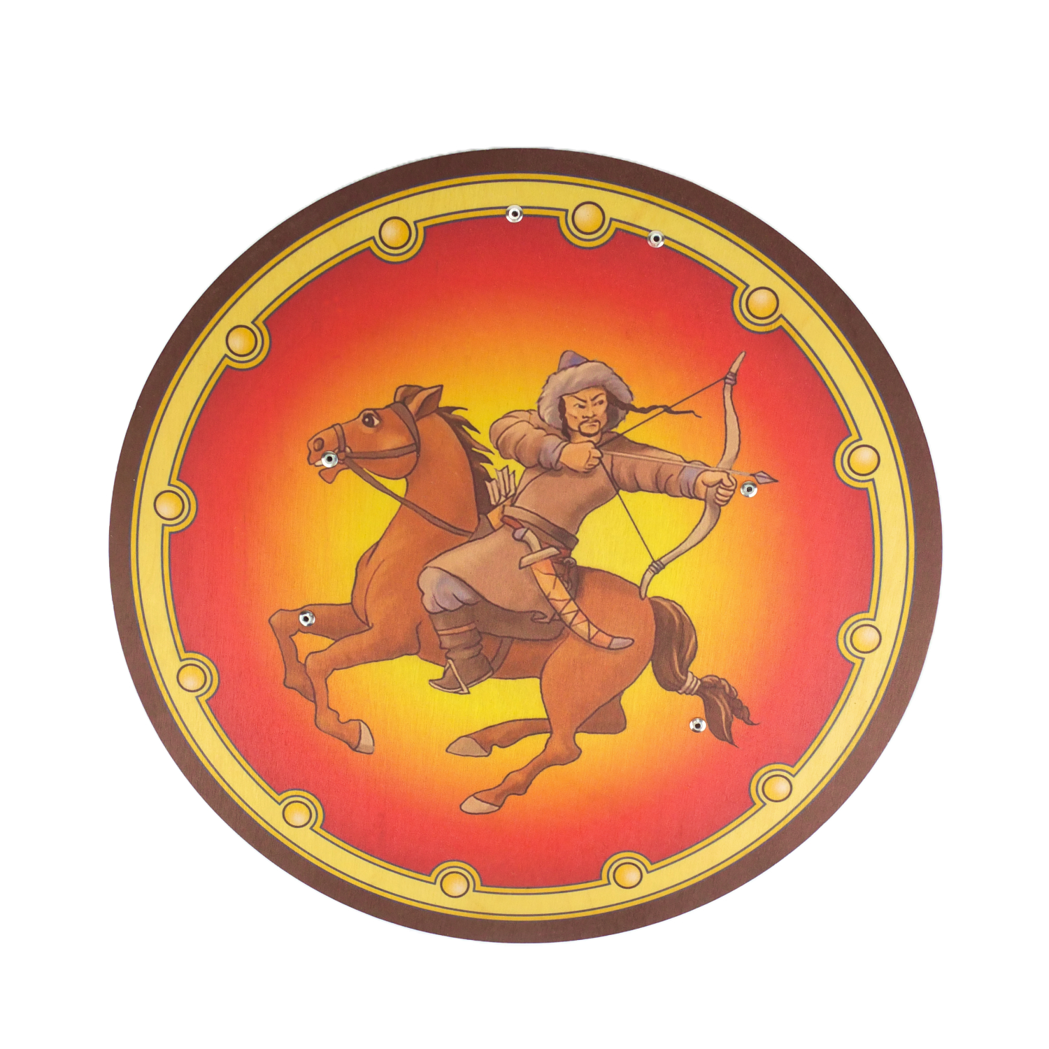 Круглый щит деревянный детский Лучник на коне