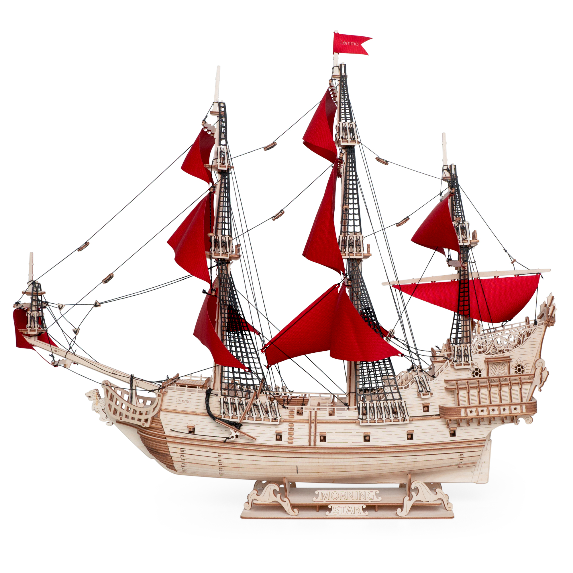 Купить Сборная модель из дерева Lemmo Корабль Утренняя Звезда (красные паруса) оптом
