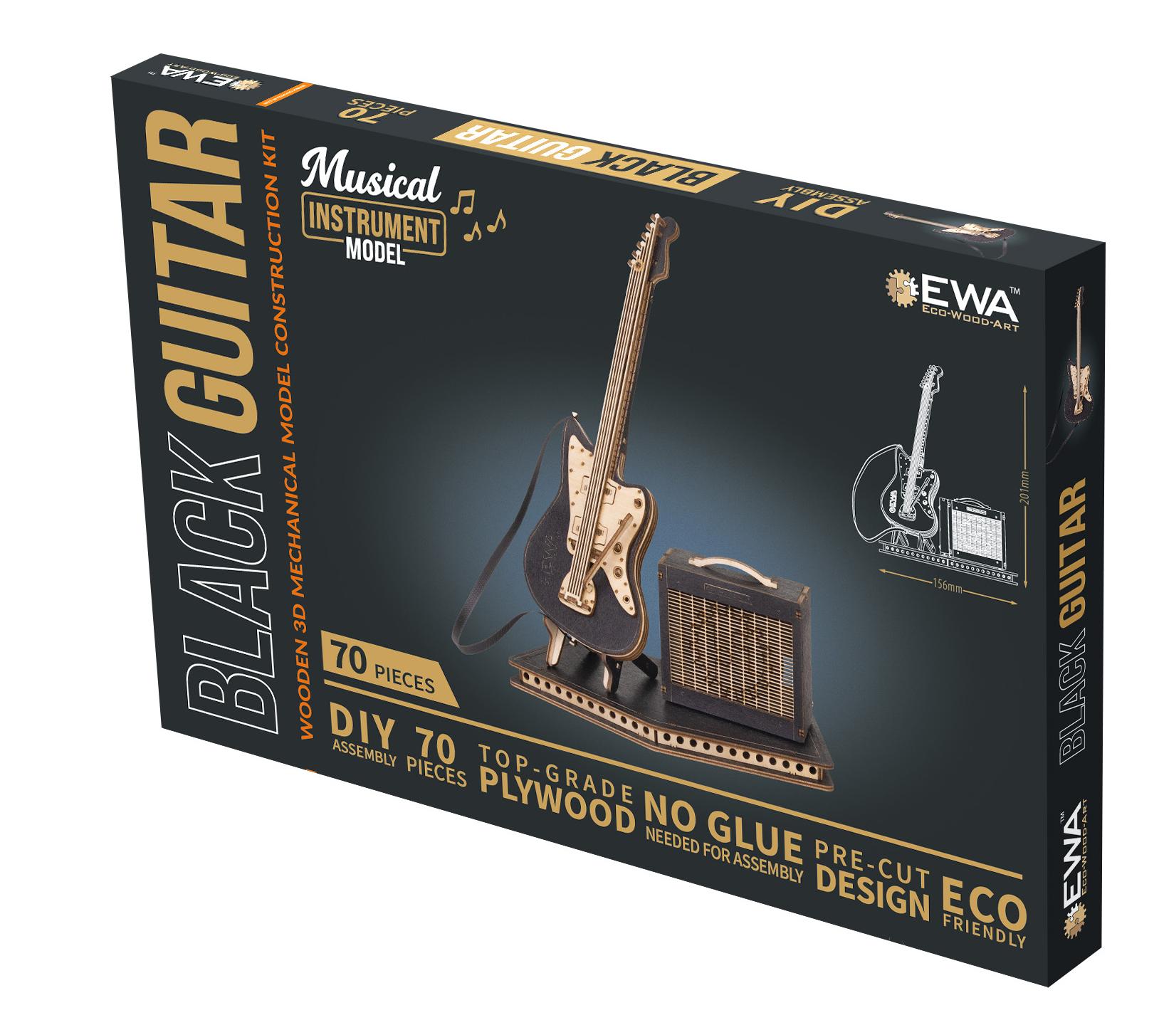 Купить Деревянный конструктор EWA Гитара электро (черная) оптом