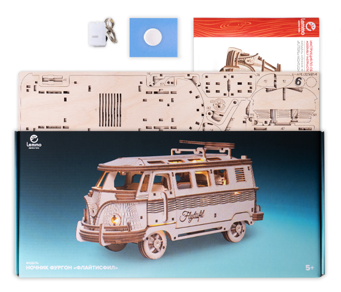 Купить Деревянный конструктор, сборная модель Lemmo Фургон Флайтисфил со светом оптом