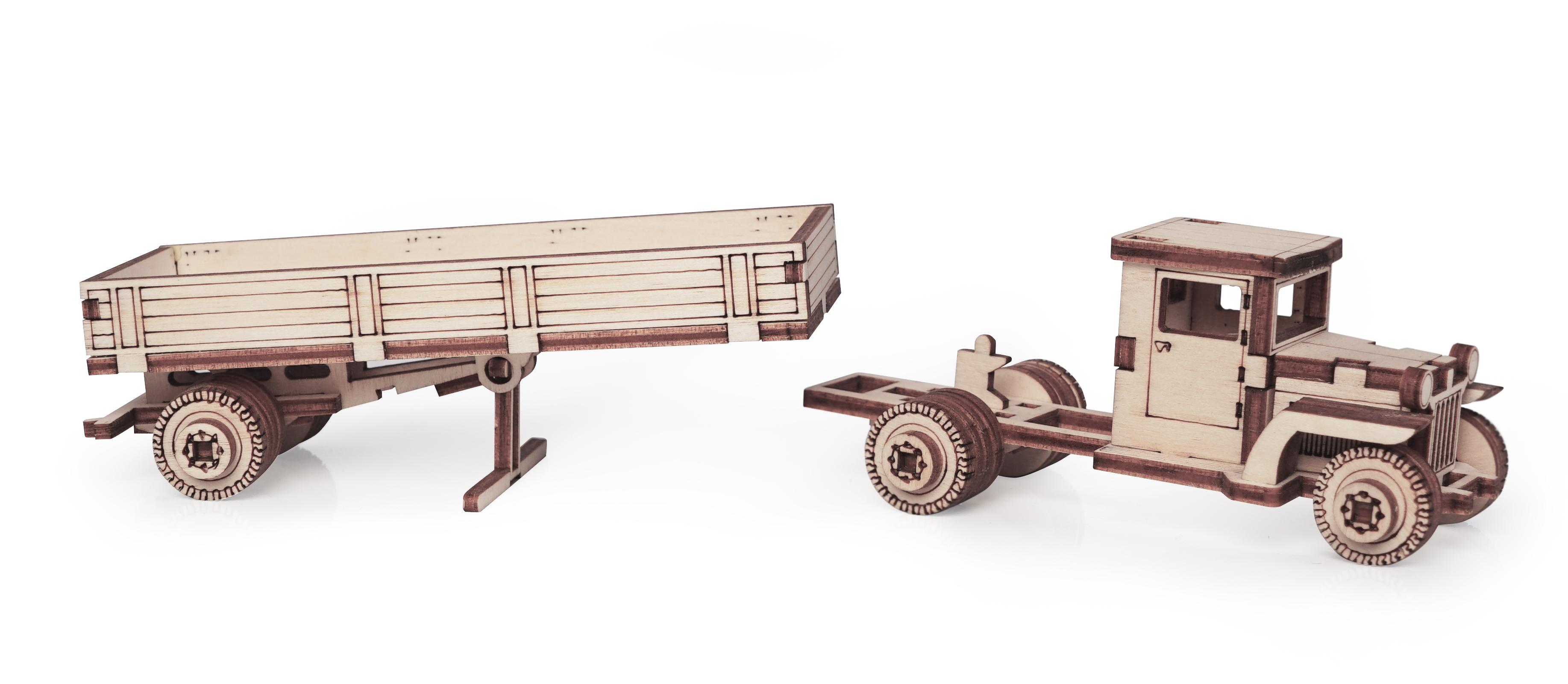Купить Конструктор 3D деревянный подвижный Lemmo Грузовичок с прицепом оптом