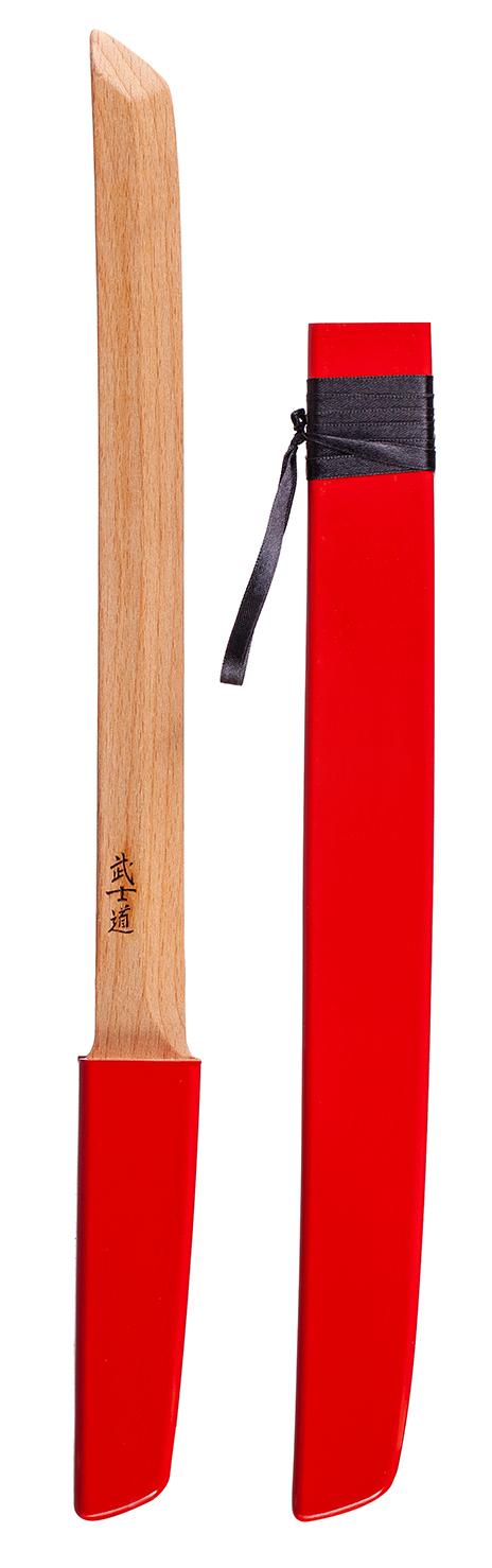 Купить Меч деревянный Вакидзаси в ножнах из бука (красный) оптом