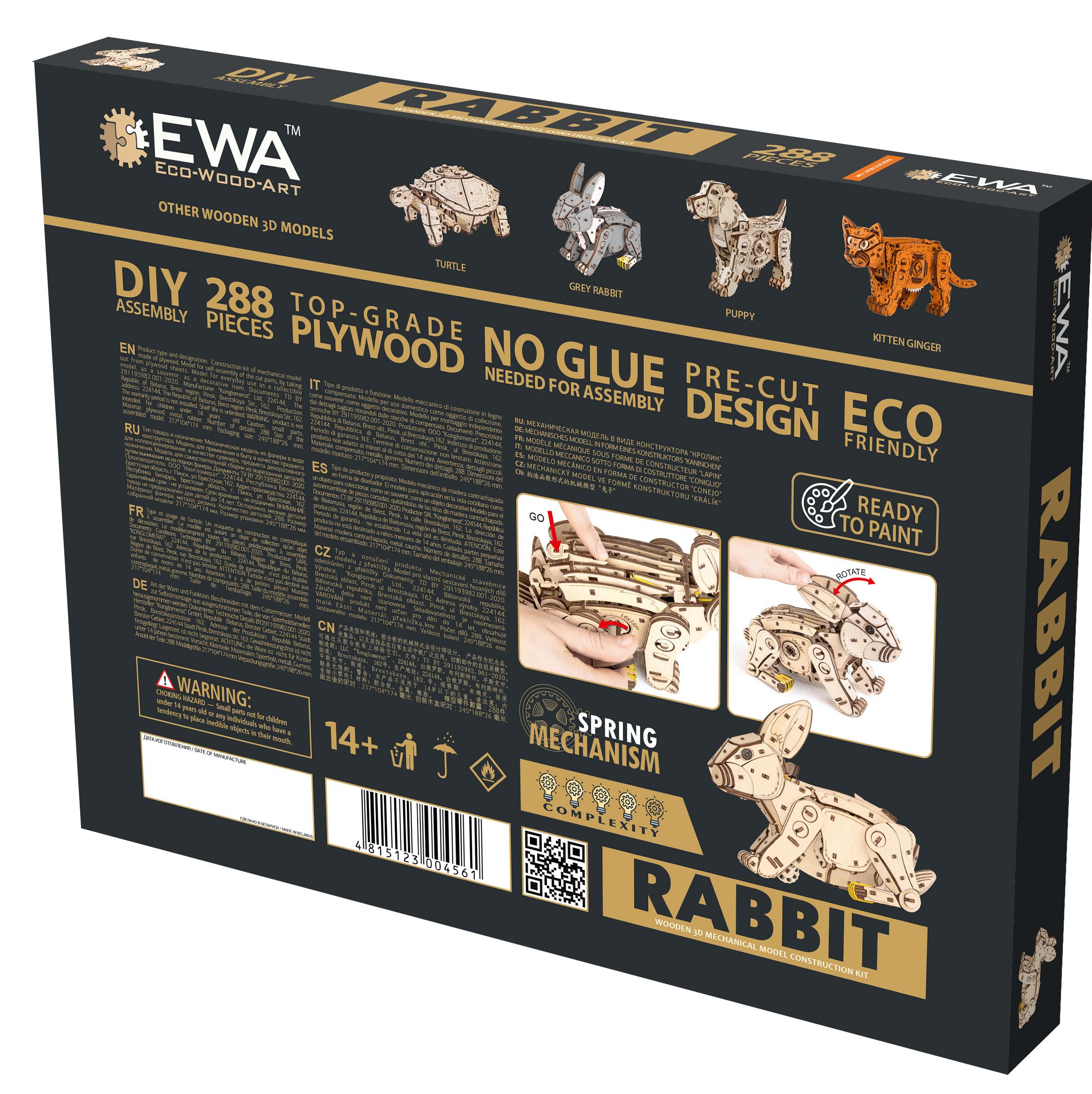 Купить Механическая сборная модель EWA Кролик белый оптом