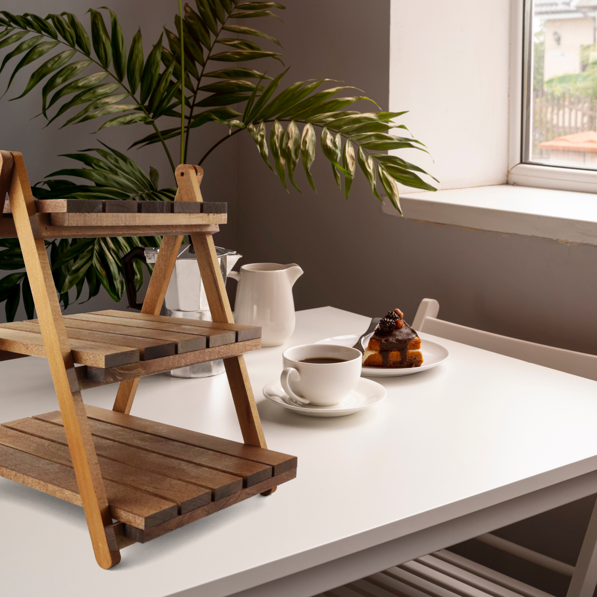 Купить Стеллаж деревянный настольный складной (3 полки) ОРЕХ оптом