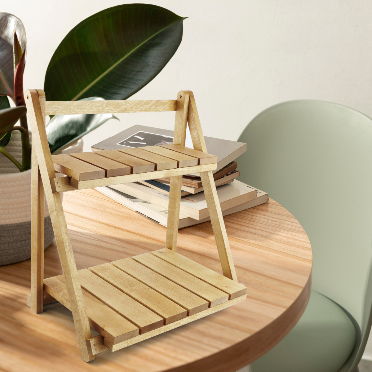 Купить Стеллаж деревянный настольный складной (2 полки) ПАЛИСАНДР оптом