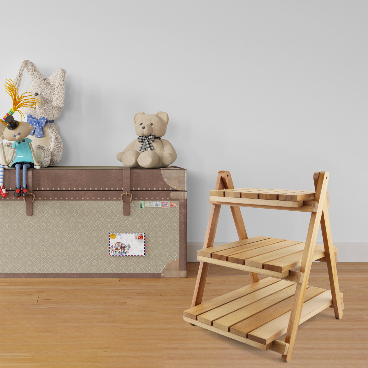 Купить Стеллаж деревянный настольный складной (3 полки) ПАЛИСАНДР оптом