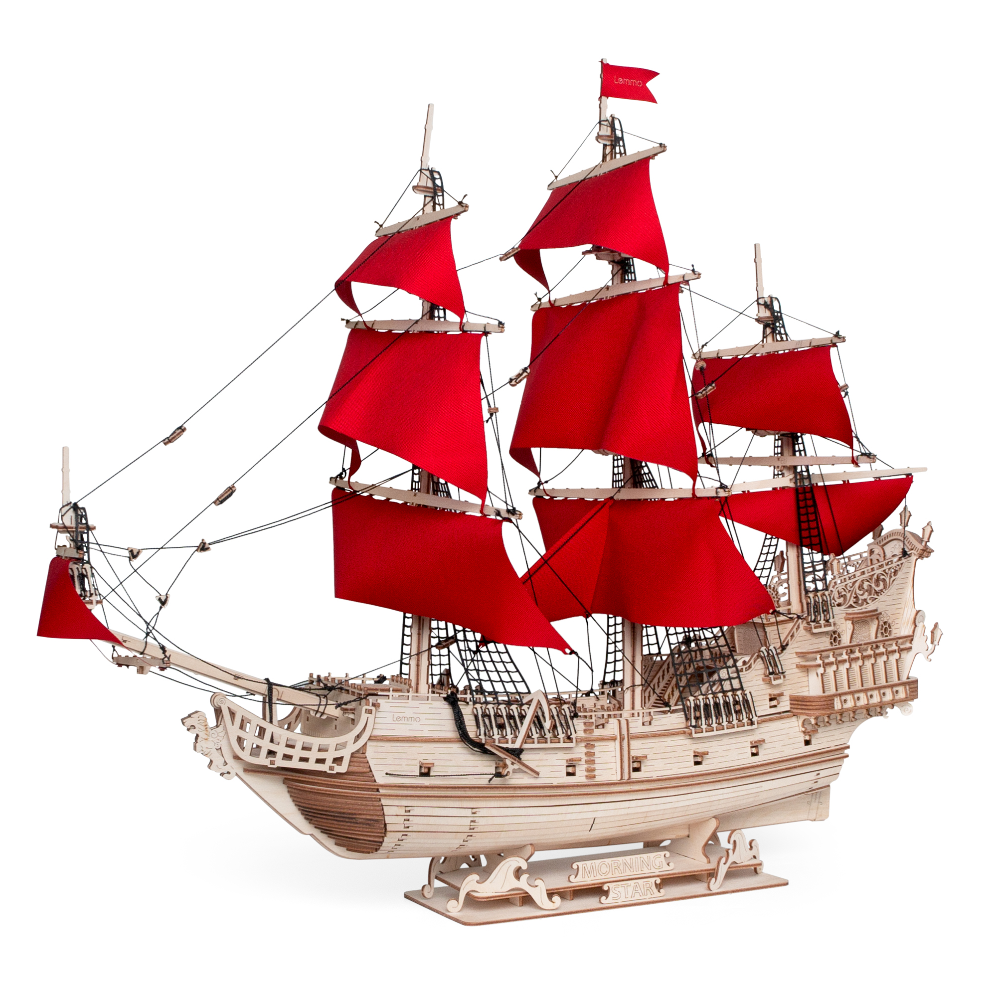 Купить Сборная модель из дерева Lemmo Корабль Утренняя Звезда (красные паруса) оптом