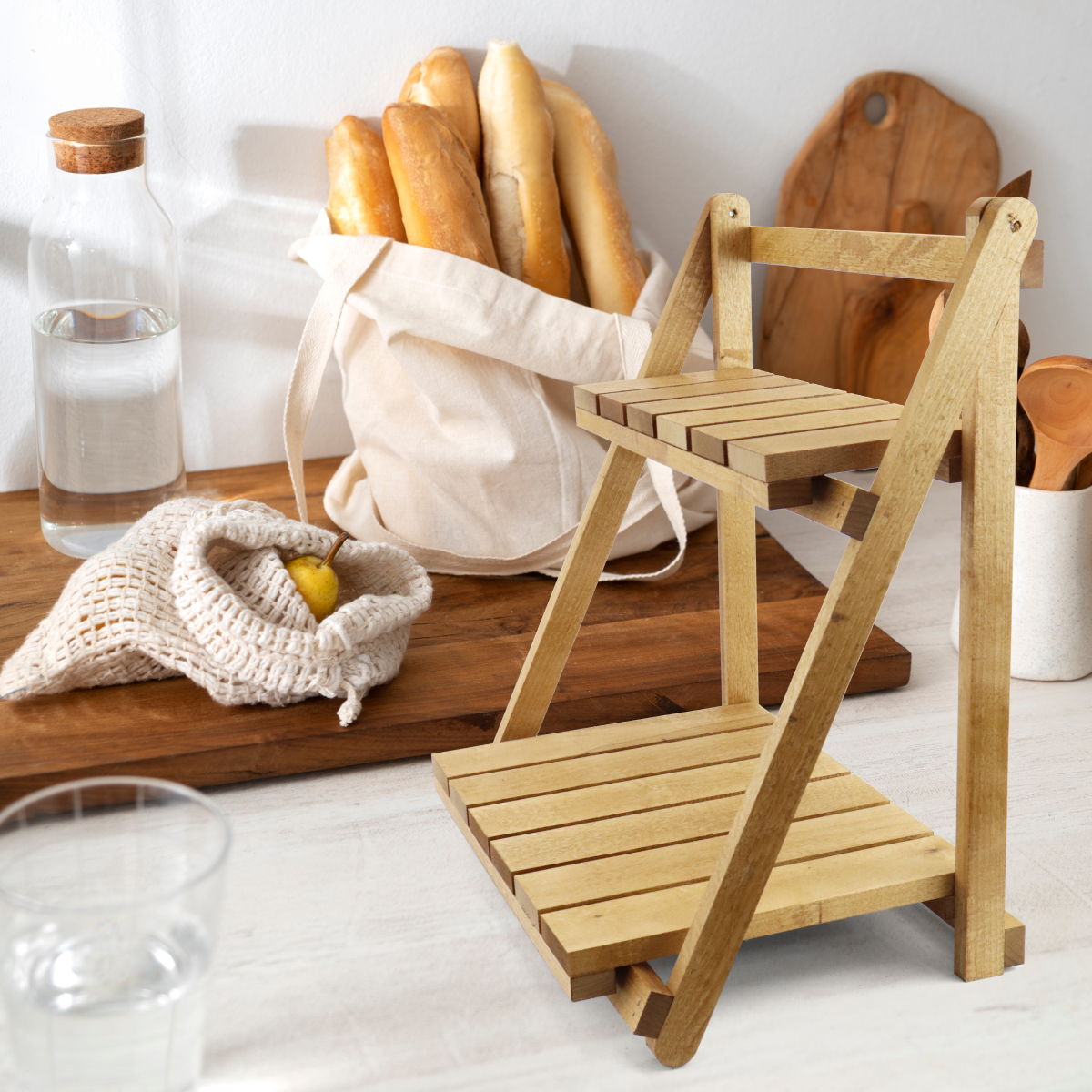 Купить Стеллаж деревянный настольный складной (2 полки) ПАЛИСАНДР оптом