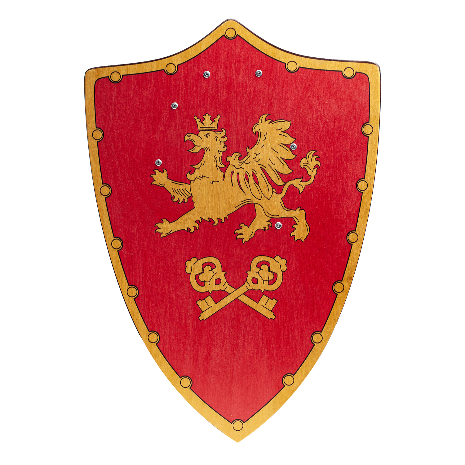 Большой треугольный щит деревянный детский Грифон (красный)