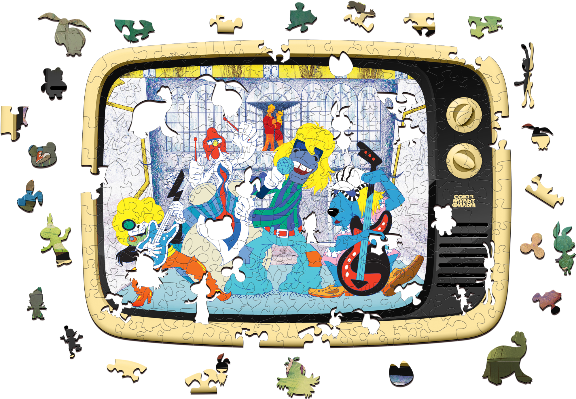 Купить Деревянный 3D пазл EWA Бременские музыканты 40x29 см оптом