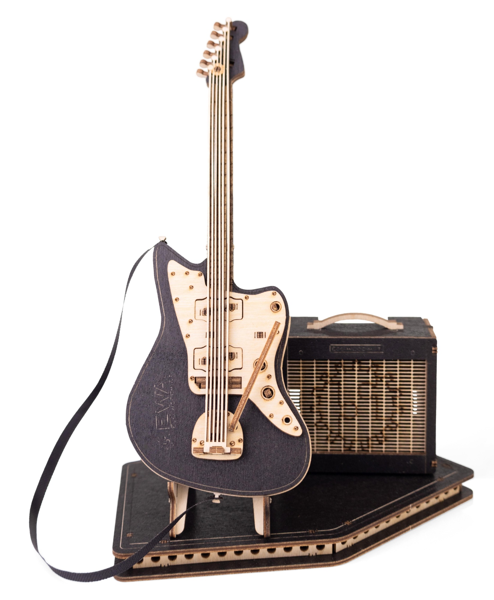 Деревянный конструктор EWA Гитара электро (черная)