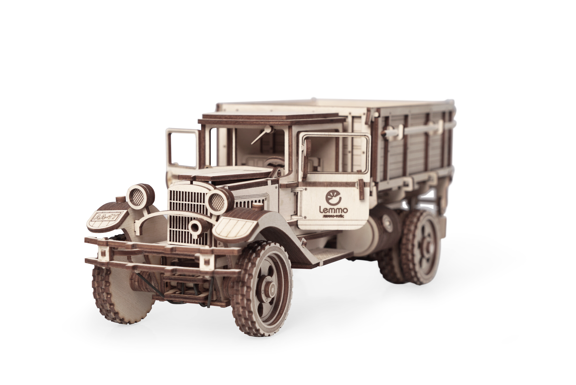 Конструктор 3D деревянный подвижный Lemmo Грузовичок с кузовом