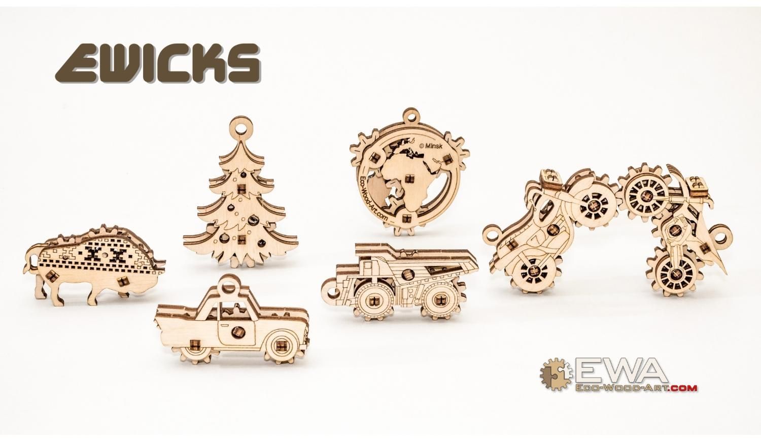 Купить Деревянный конструктор-брелок EWA "Эвик: Новогодняя Елка" оптом