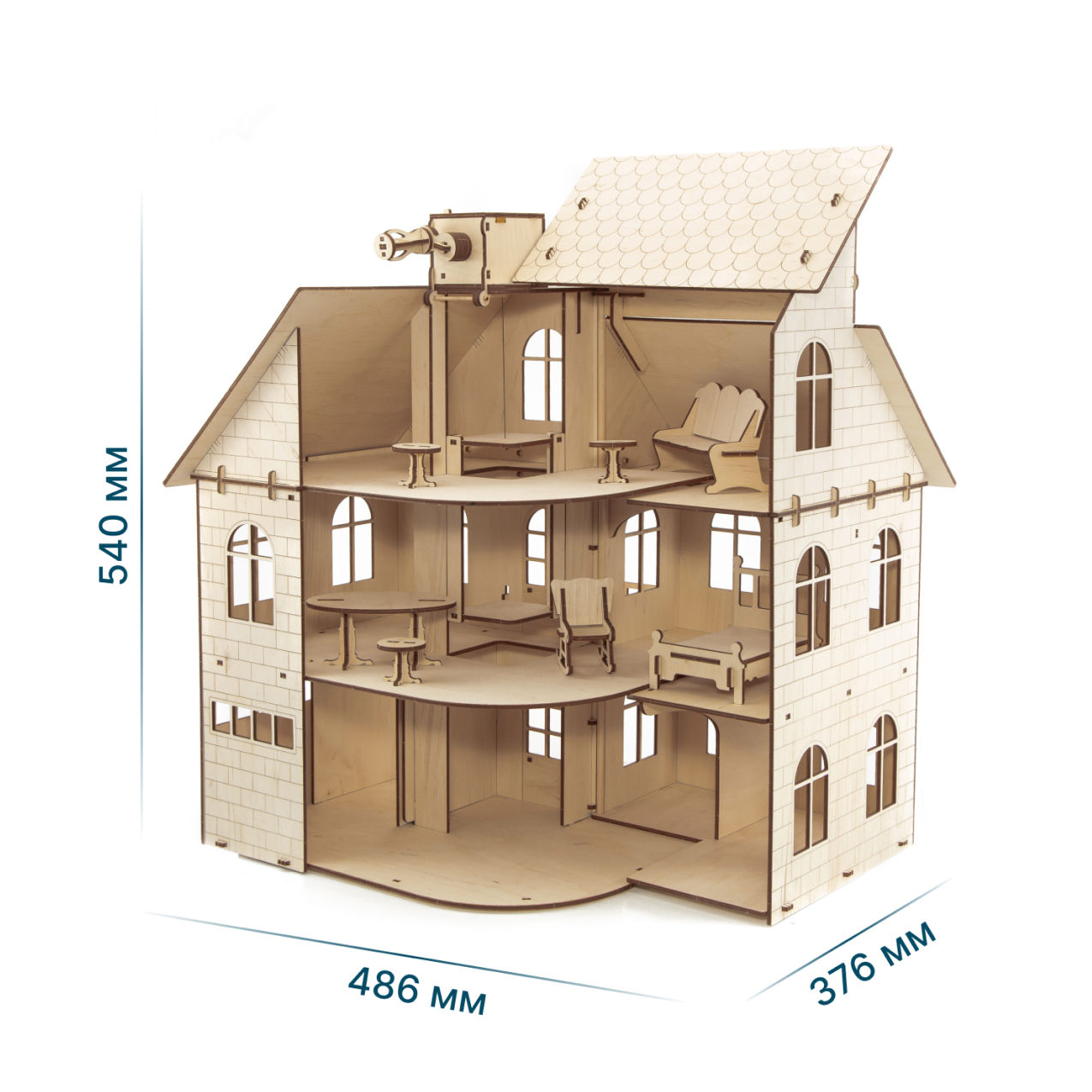 Купить Сборная модель из дерева 3D EWA Кукольный дом с лифтом оптом