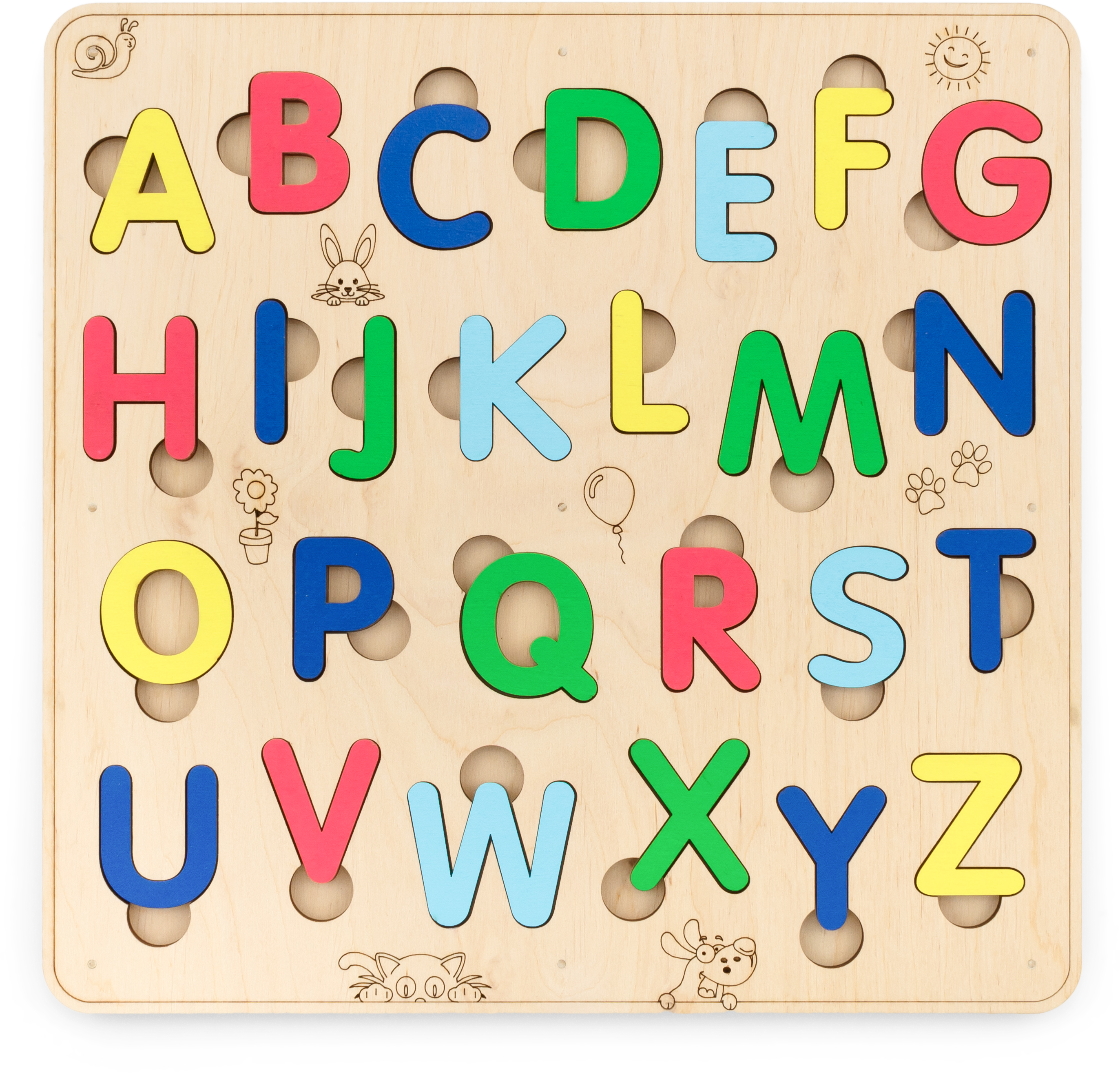 Сортер деревянный развивающий Английский Алфавит EWA