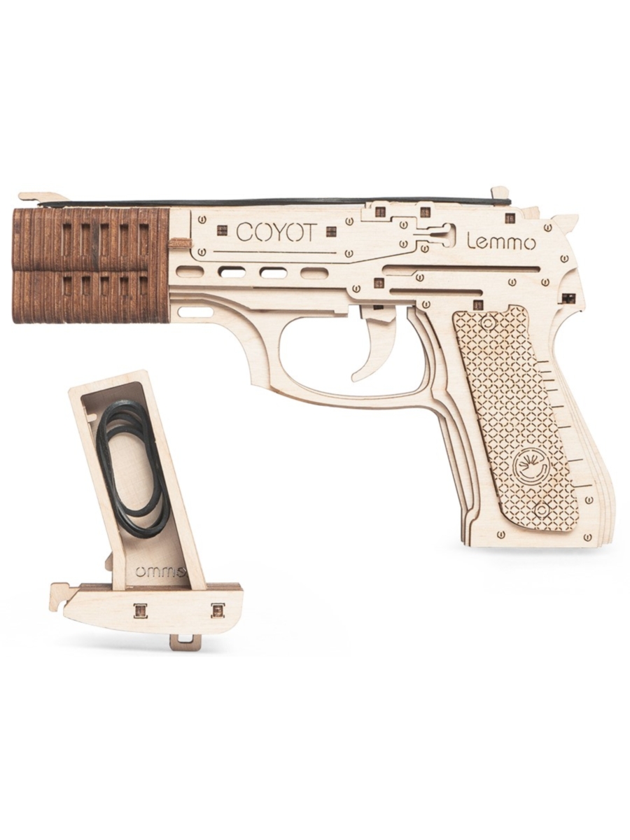 Деревянный конструктор Lemmo Пистолет резинкострел Койот