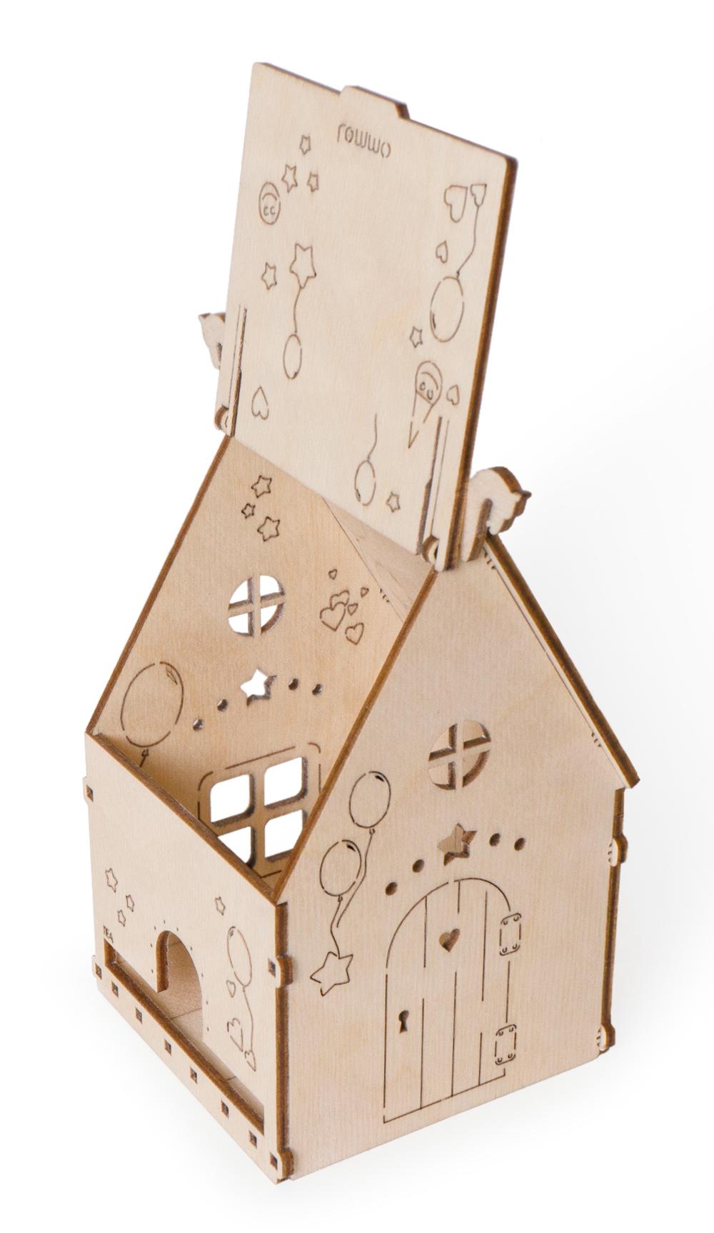 Купить Деревянный конструктор Lemmo Домик Подарочный (для конфет, чайных пакетиков) оптом