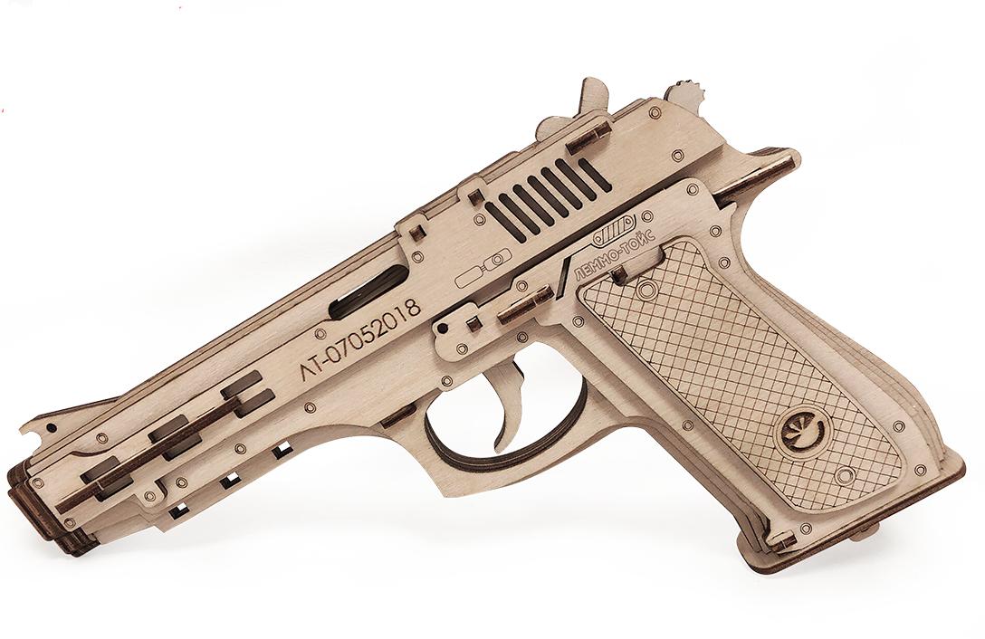 Купить Конструктор 3D деревянный Lemmo Пистолет-резинкострел с мишенями оптом