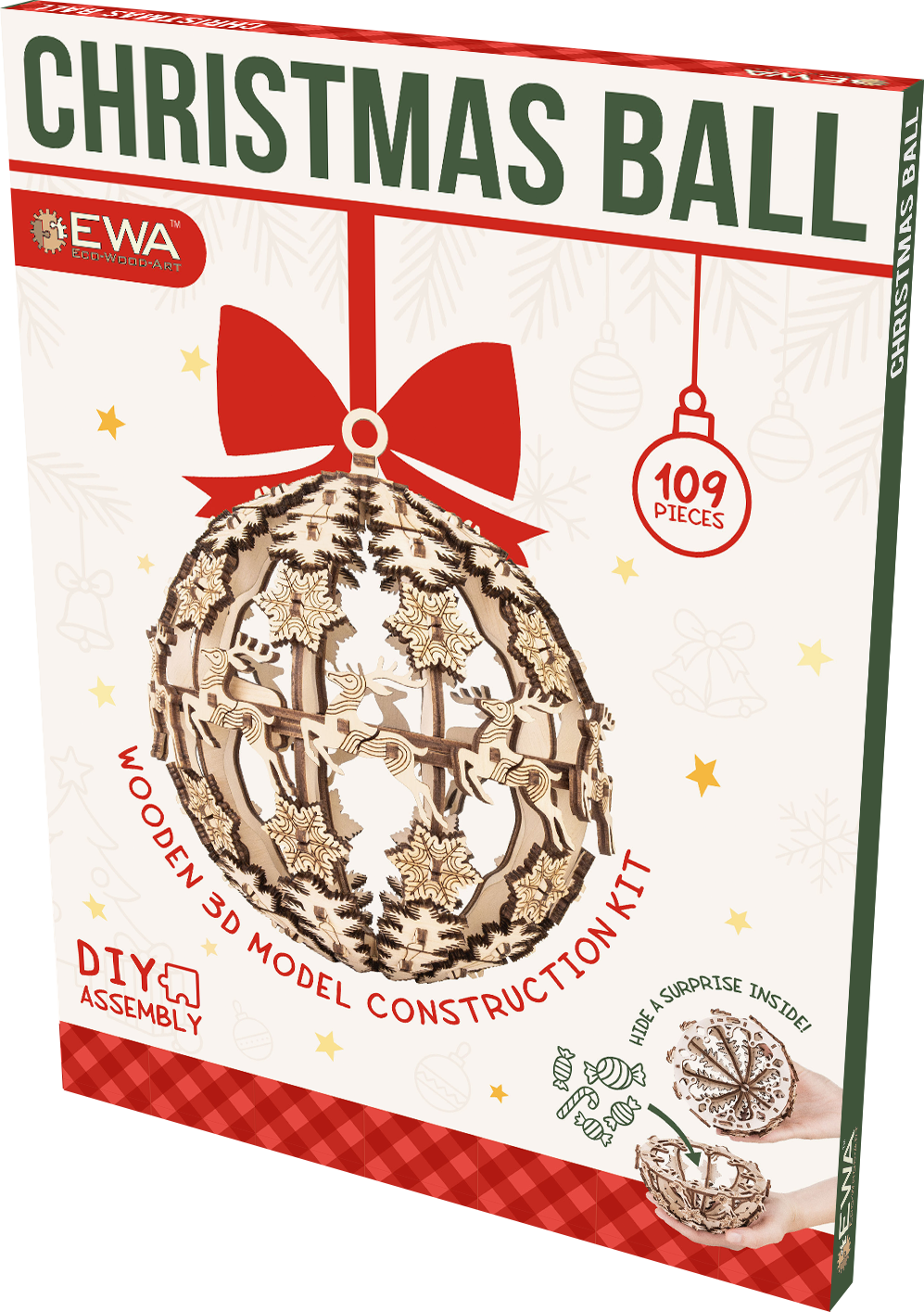 Купить Деревянный конструктор EWA Новогодний шар для подарков оптом