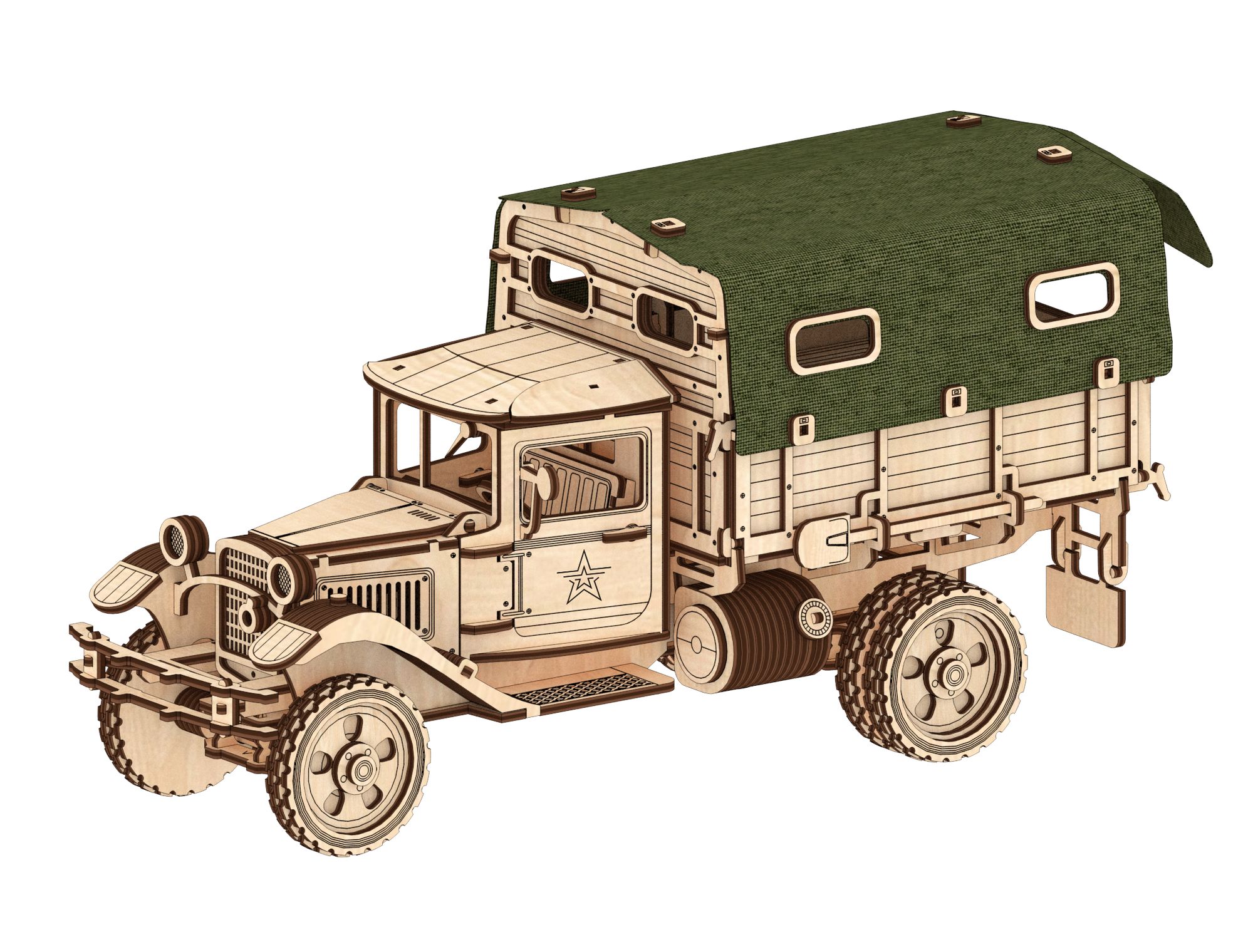 Конструктор из дерева "Армия России" Грузовик "Полуторка" Тент