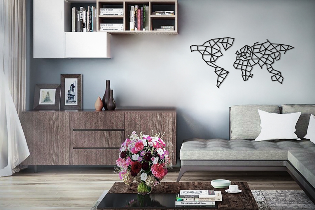 Купить Деревянный декор настенный, панно EWA Design Карта Мира оптом