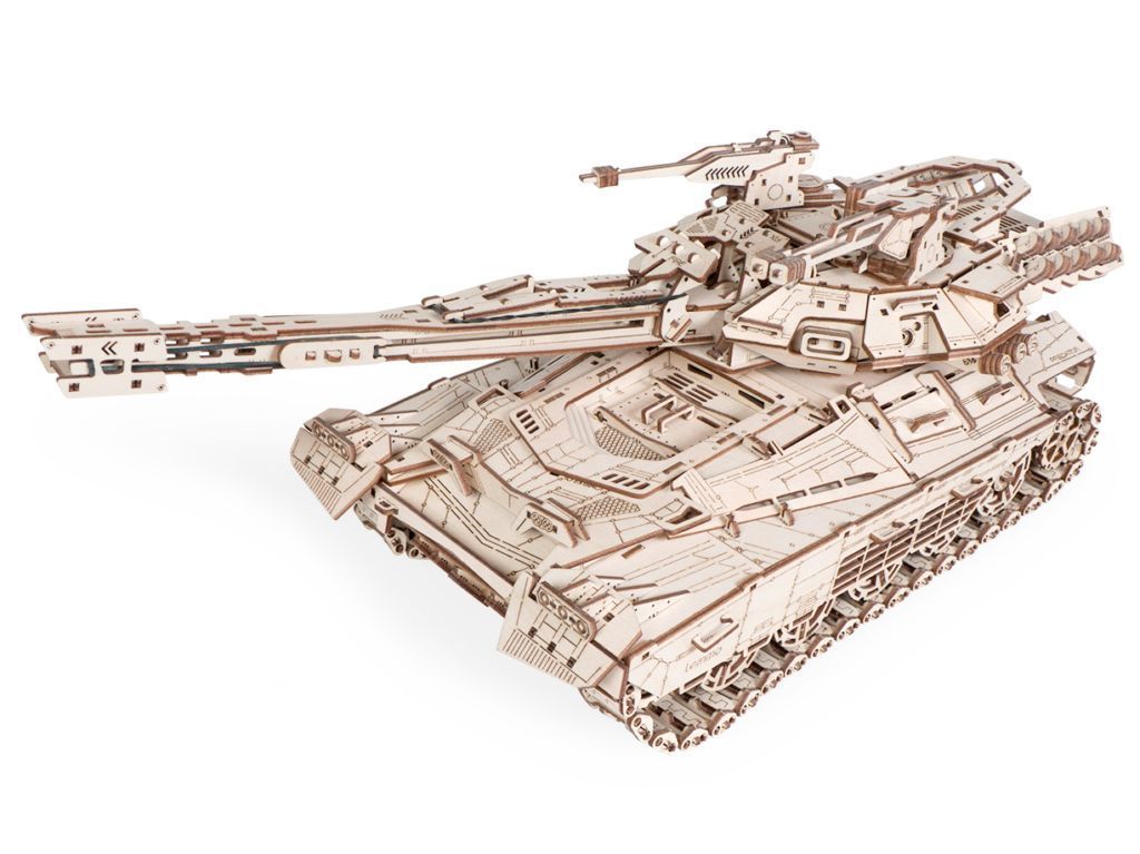 Купить Деревянный конструктор, сборная модель танка Lemmo Хищник / стреляет пулями, ездит оптом