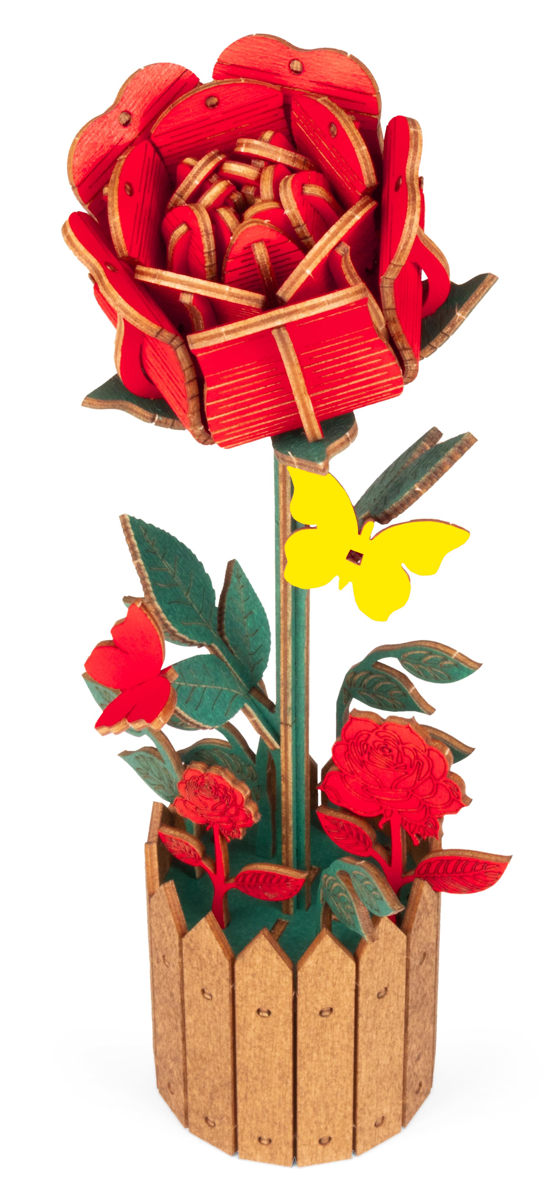 Деревянный конструктор EWA Цветок Роза