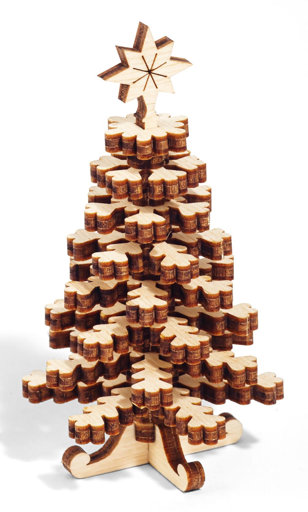Купить Деревянный конструктор DROVO Елочка 3D маленькая оптом