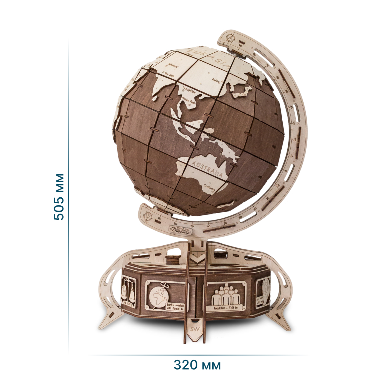 Купить Конструктор деревянный 3D EWA Глобус оптом