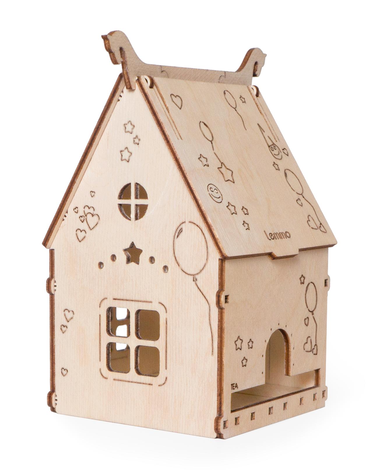Купить Деревянный конструктор Lemmo Домик Подарочный (для конфет, чайных пакетиков) оптом