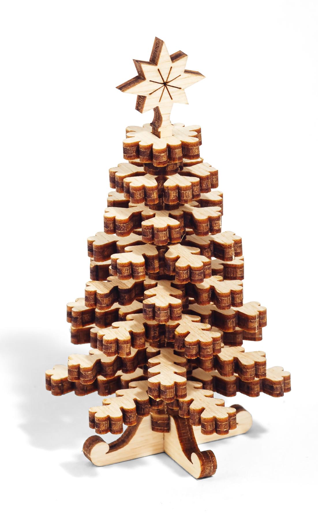 Деревянный конструктор DROVO Елочка 3D маленькая