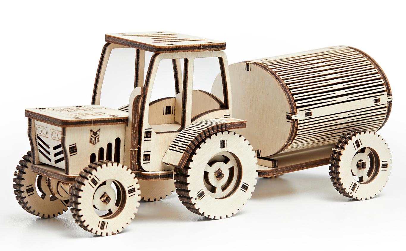 Купить Деревянный конструктор 3D DROVO Трактор с цистерной оптом