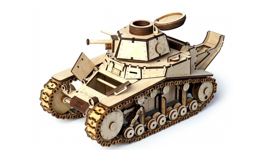 Купить Конструктор 3D деревянный подвижный Lemmo Танк МС-1 (Т-18) оптом