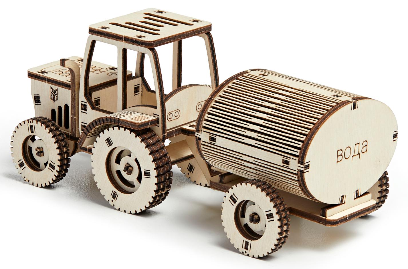 Купить Деревянный конструктор 3D DROVO Трактор с цистерной оптом
