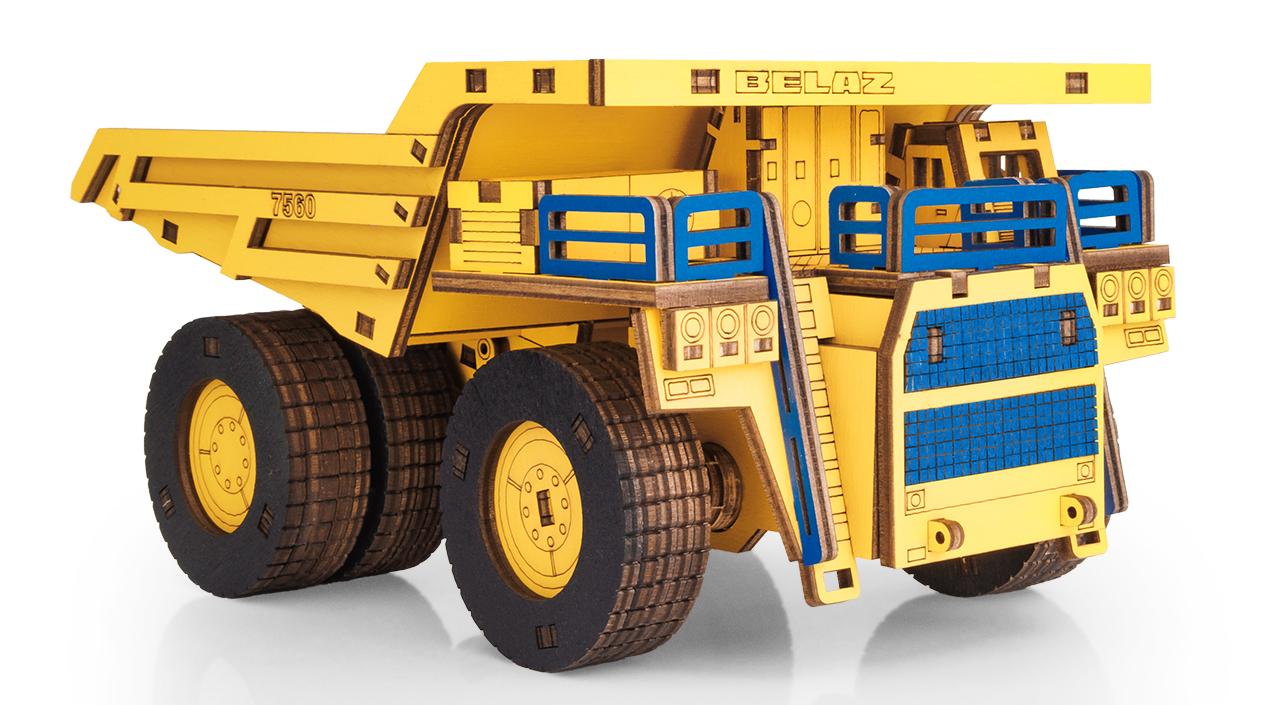 Купить Деревянный конструктор EWA Самосвал BELAZ 7560 цветной оптом