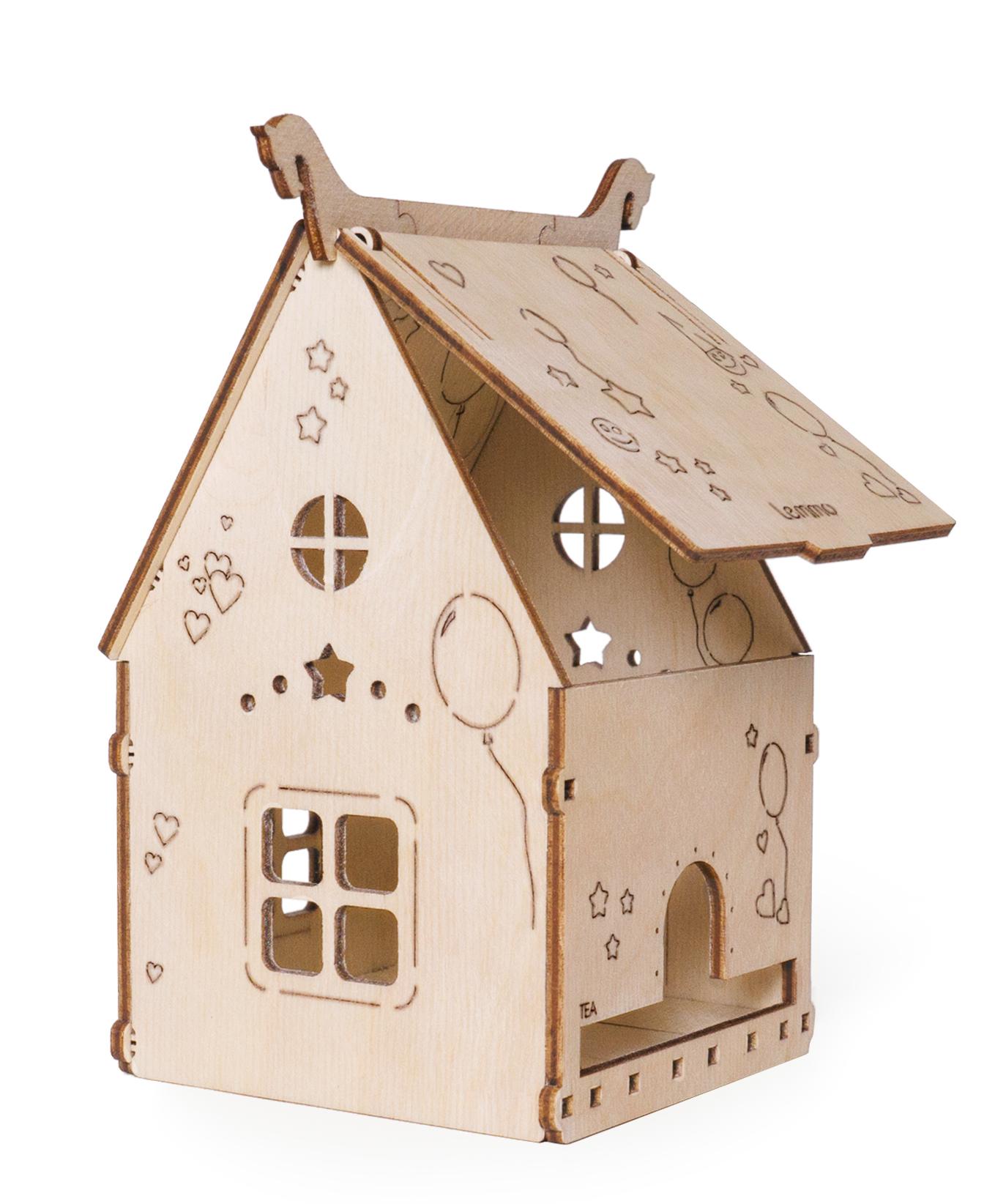 Купить Деревянный конструктор Lemmo Домик Подарочный (для конфет, чайных пакетиков) оптом