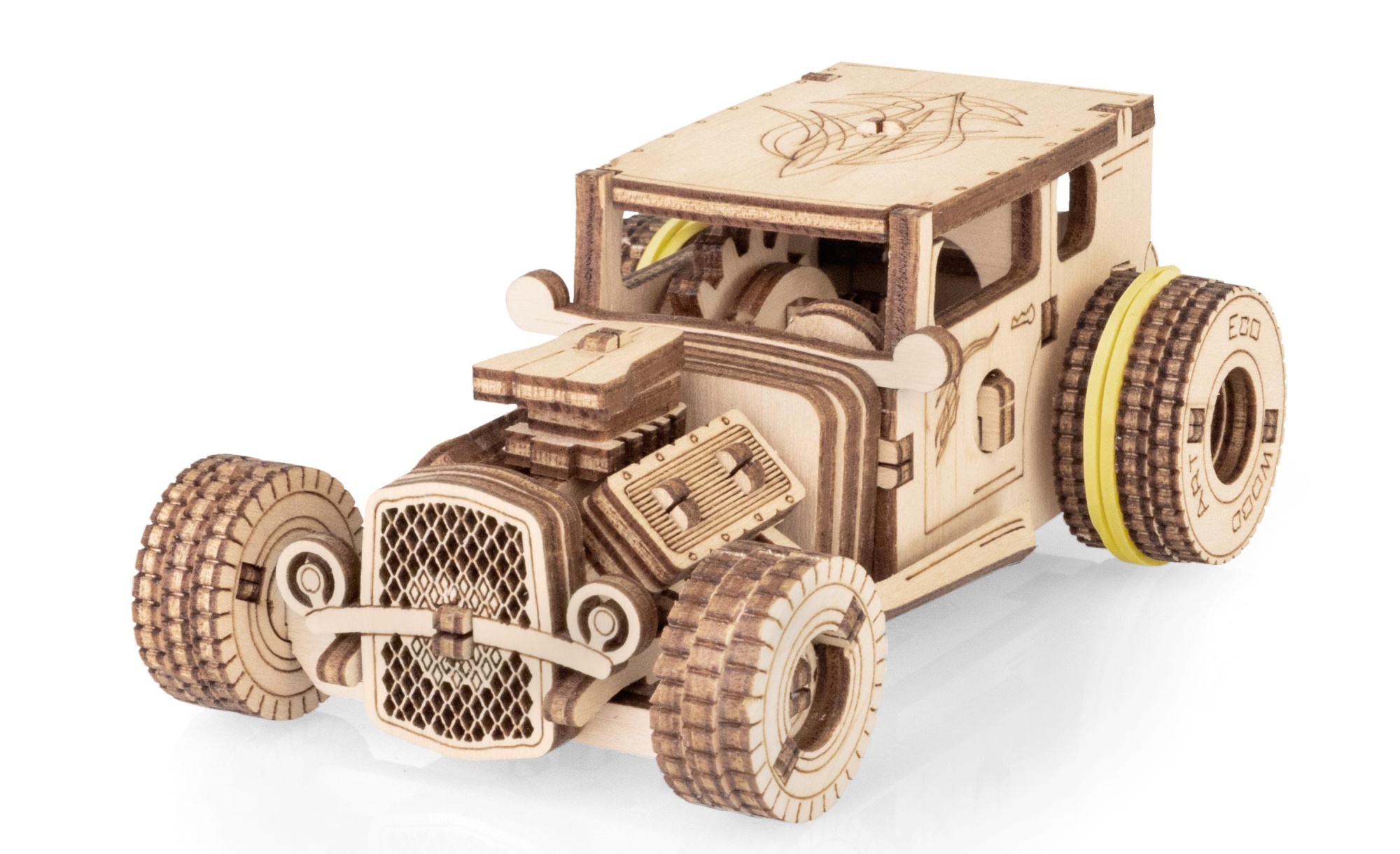 Купить Деревянный конструктор EWA Машина родстер с заводным механизмом оптом