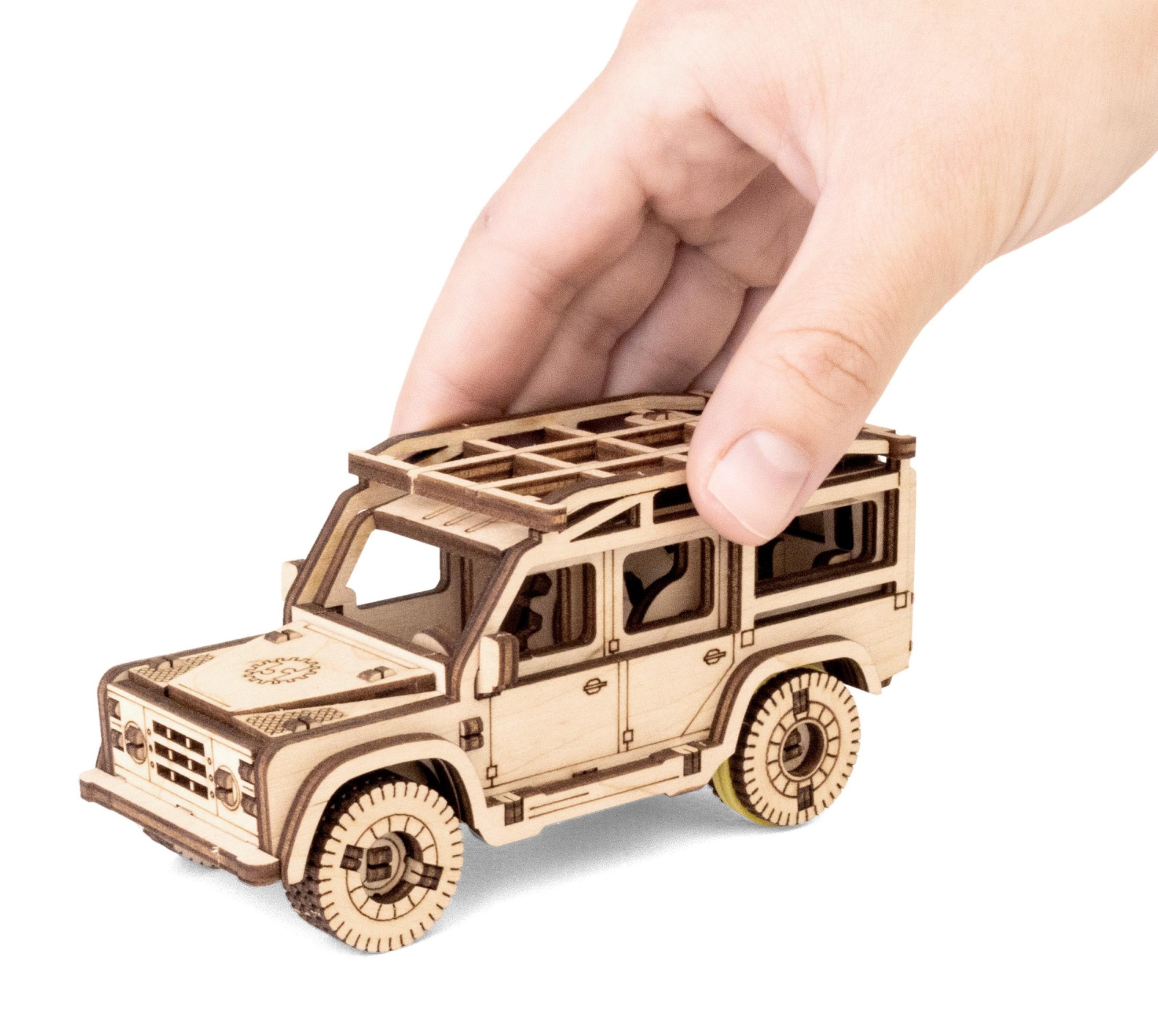 Купить Деревянный конструктор EWA Джип с заводным механизмом оптом