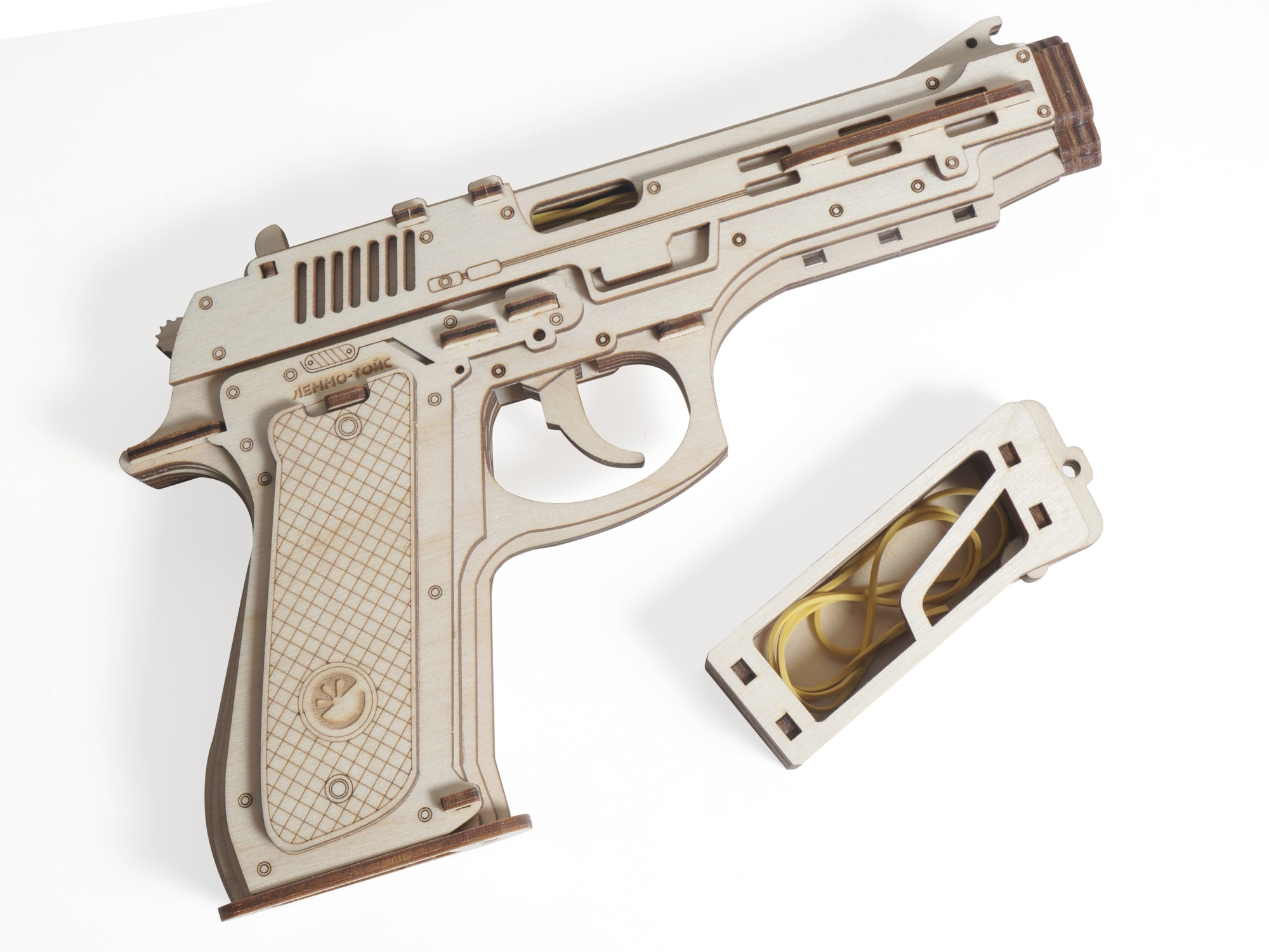 Купить Конструктор 3D деревянный Lemmo Пистолет-резинкострел с мишенями оптом